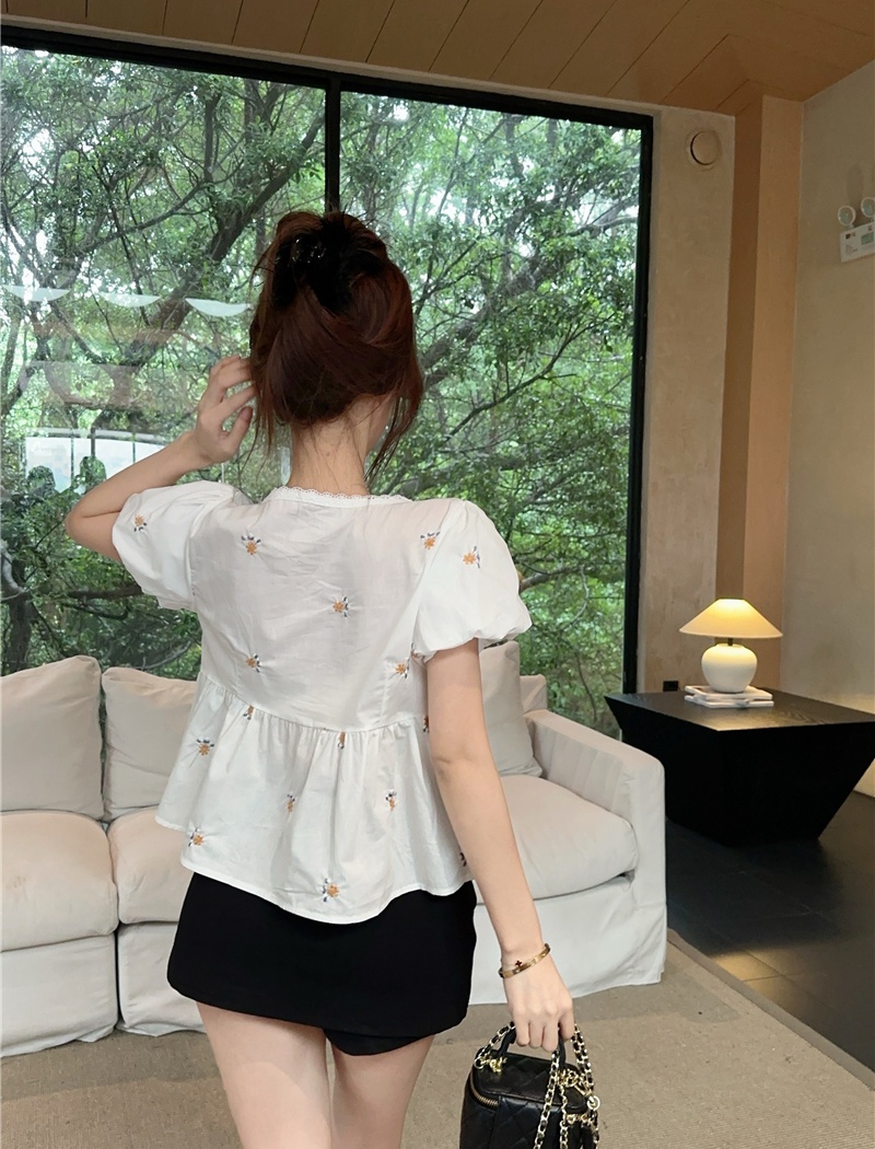 Sweet unique tops frenum V-neck shirt for women