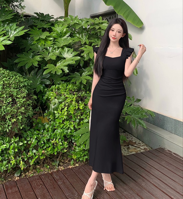 Slim temperament ladies dress mermaid long sleeveless dress