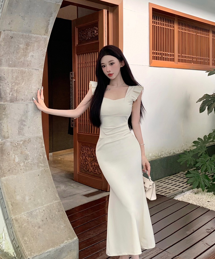 Slim temperament ladies dress mermaid long sleeveless dress