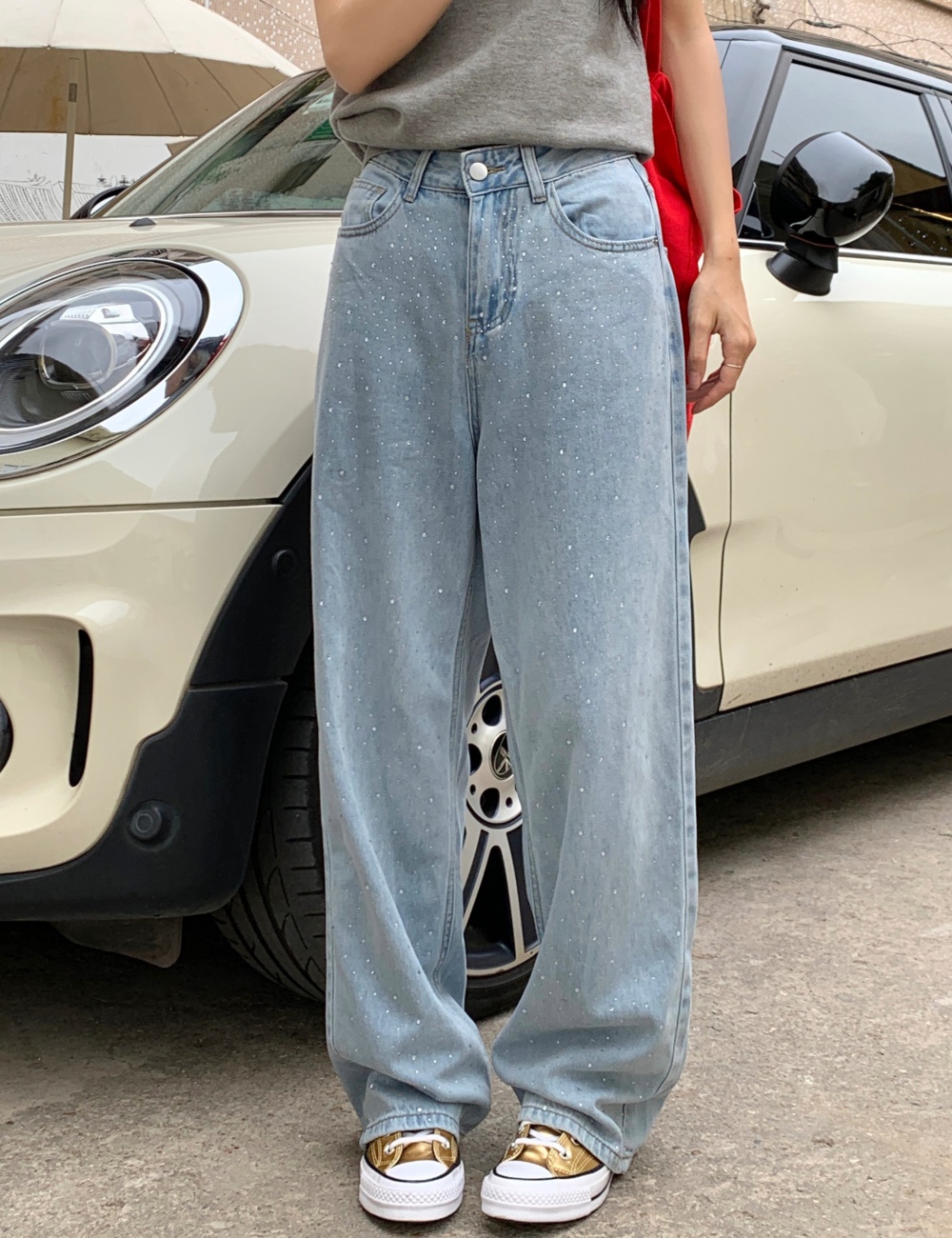 Retro jeans straight pants long pants for women