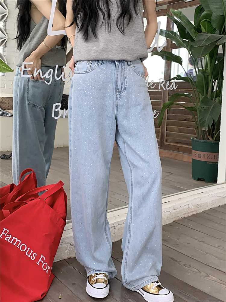 Retro jeans straight pants long pants for women