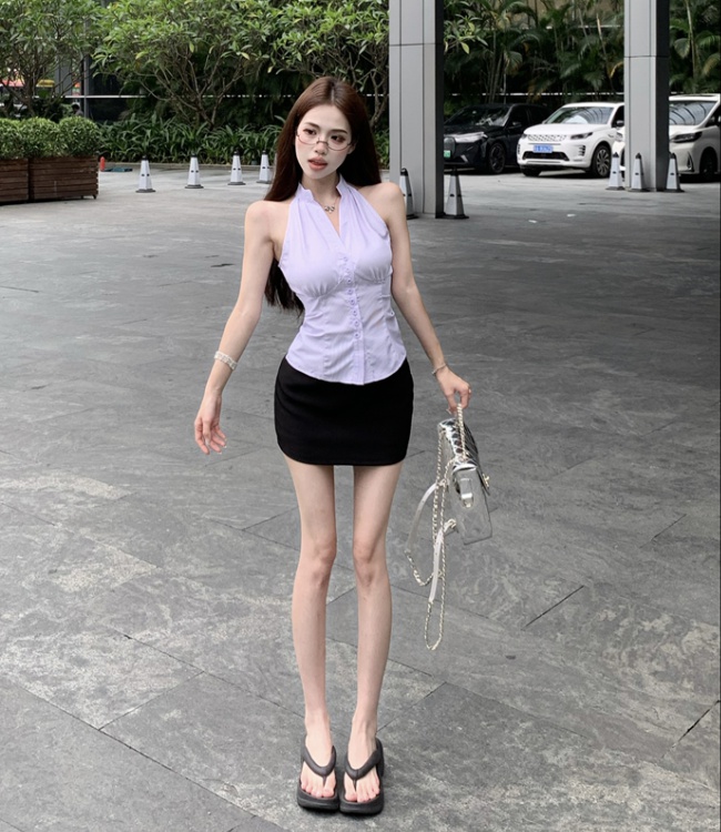 Enticement halter shirt slim skirt a set for women