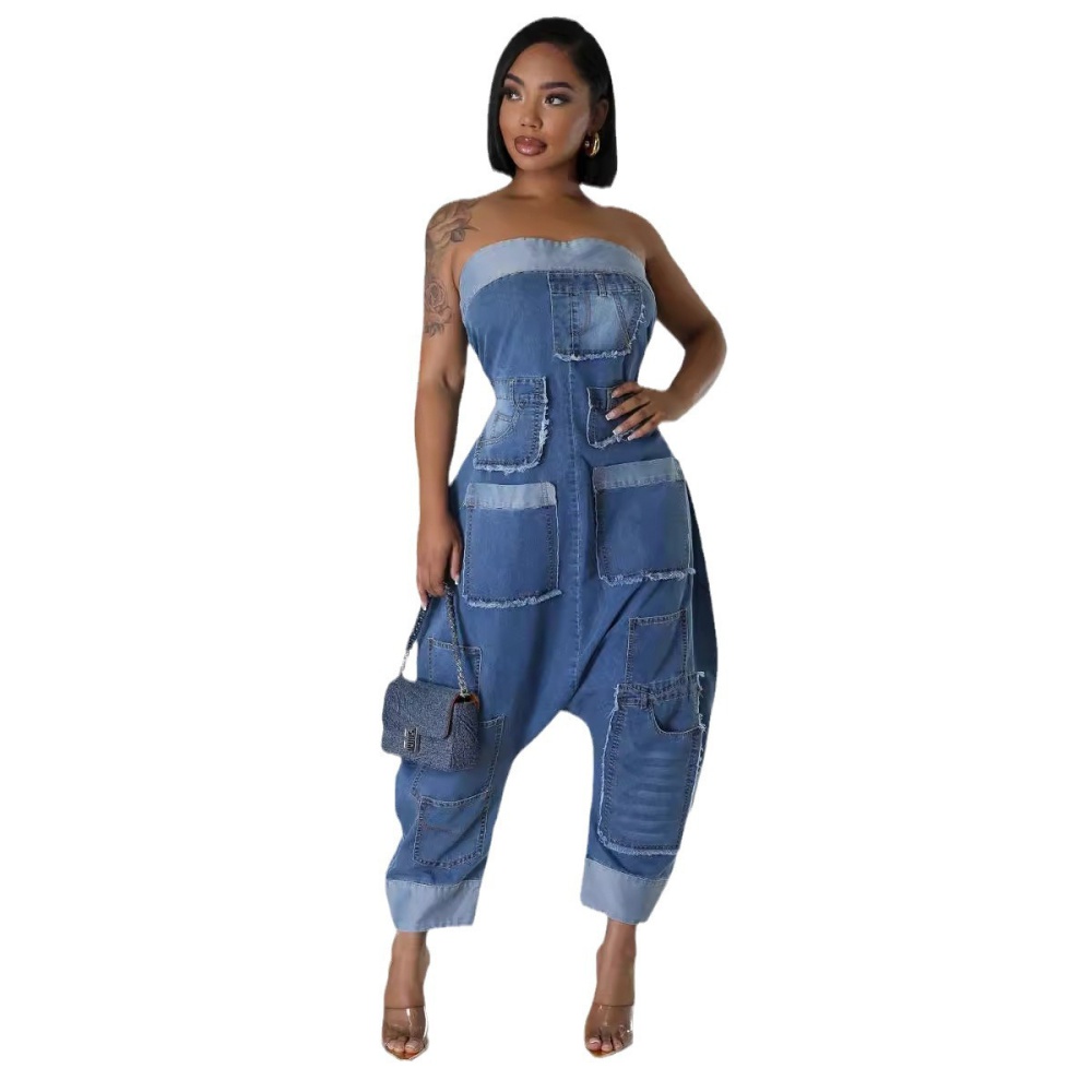 European style work clothing washed jumpsuit