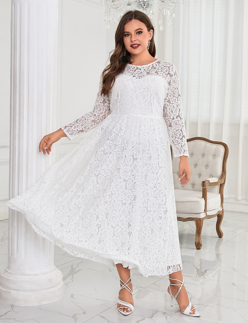 Long sleeve round neck pure banquet evening dress