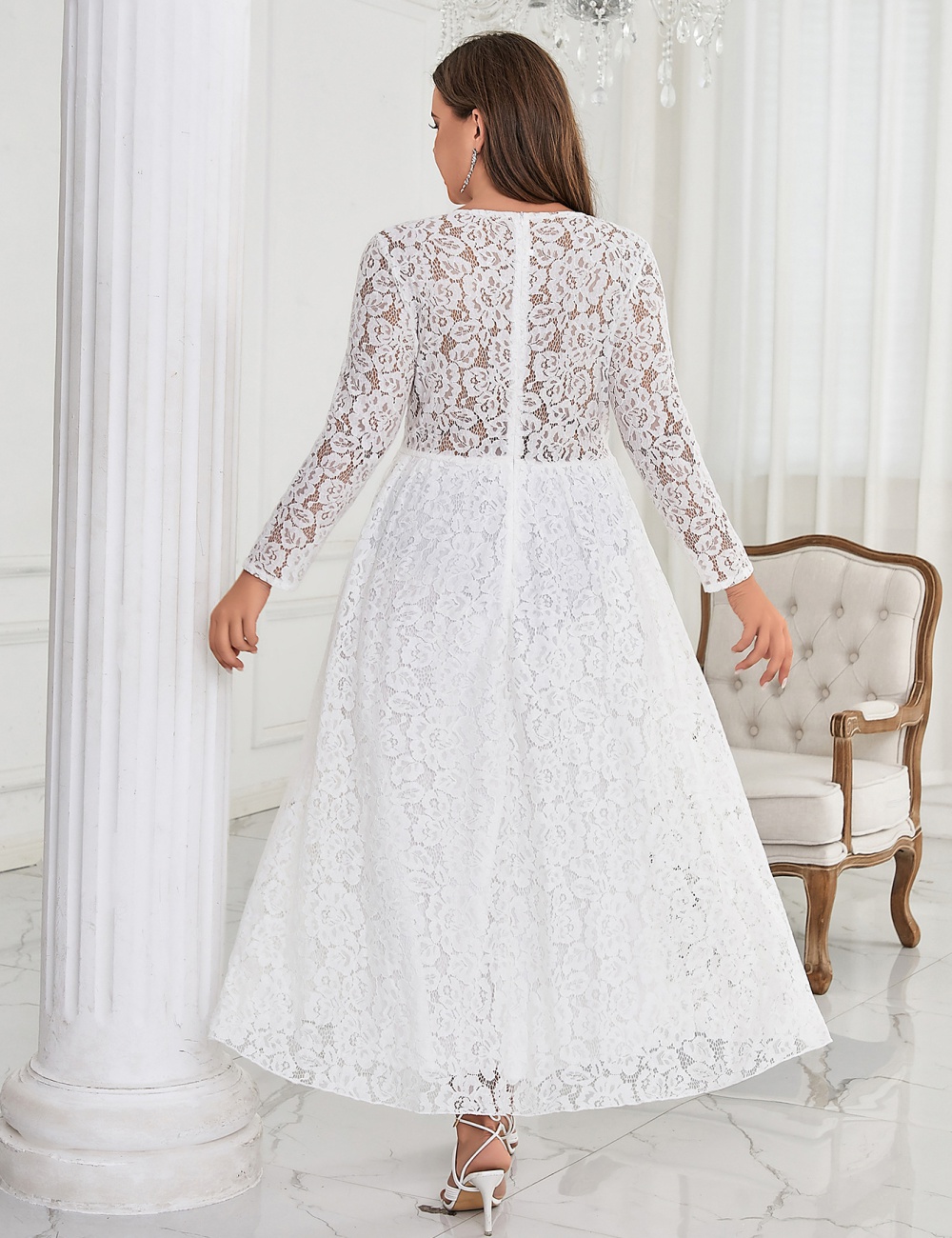 Long sleeve round neck pure banquet evening dress