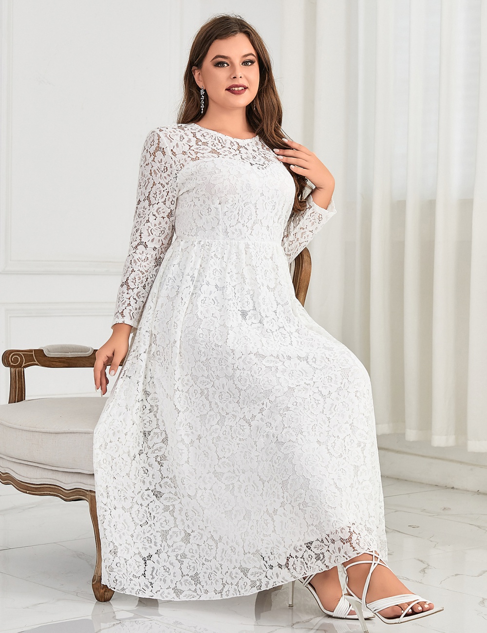 Long sleeve round neck pure banquet evening dress