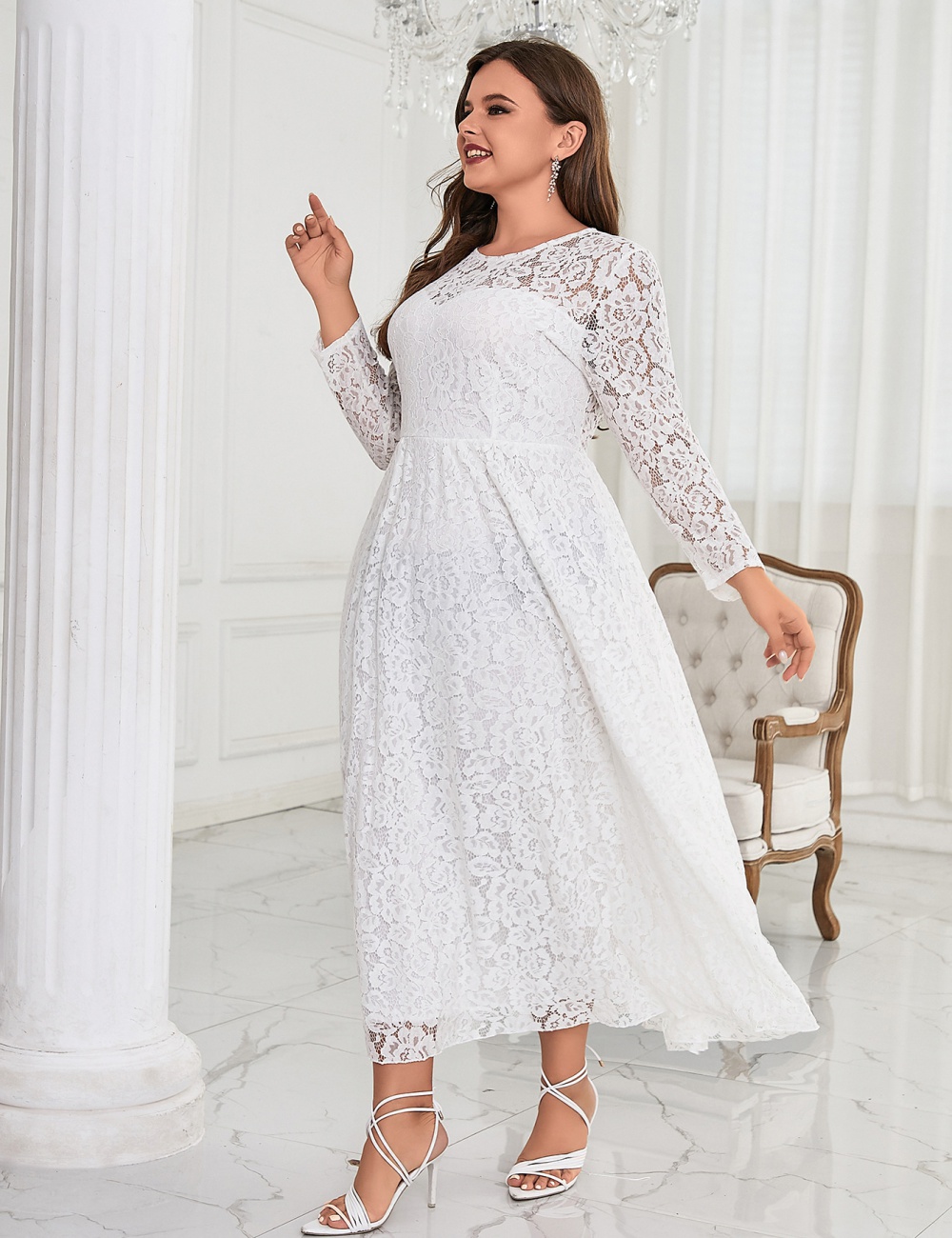 Long sleeve round neck pure banquet evening dress