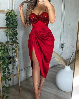 Sequins split pure evening dress chouzhe sexy dress for women