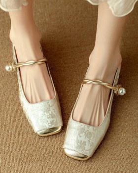 Low square head sandals Chinese style fashion shoes