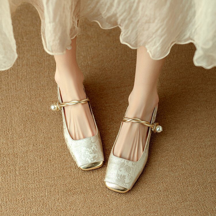 Low square head sandals Chinese style fashion shoes