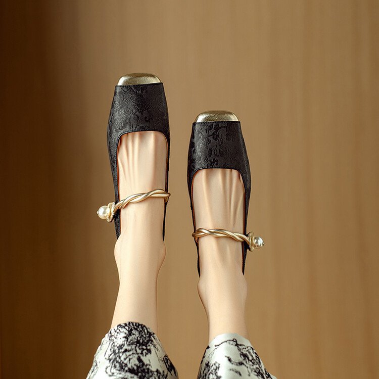 Low square head sandals Chinese style fashion shoes