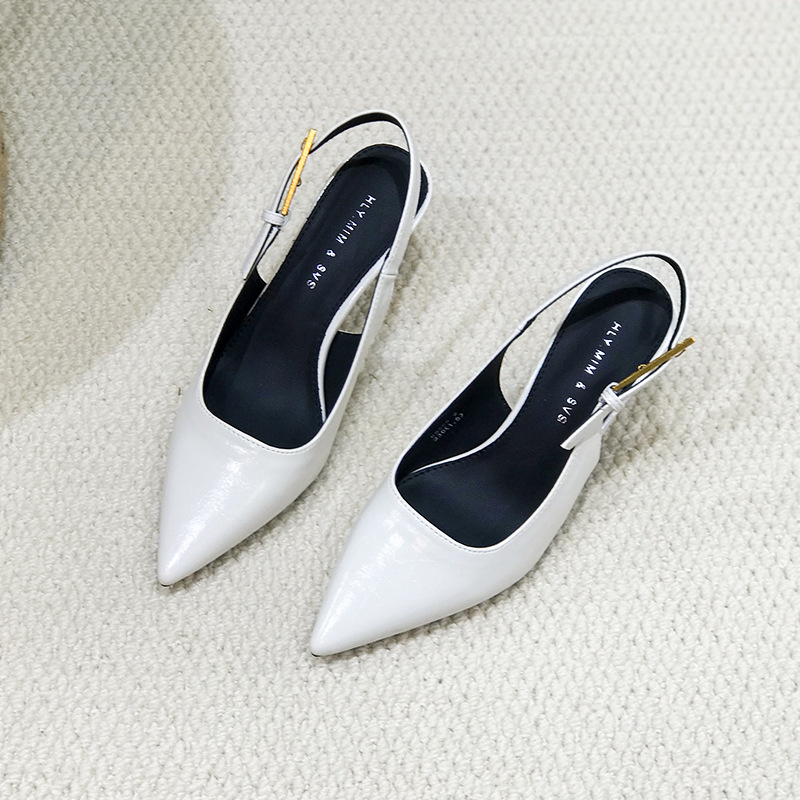 France style pointed sandals low fine-root shoes