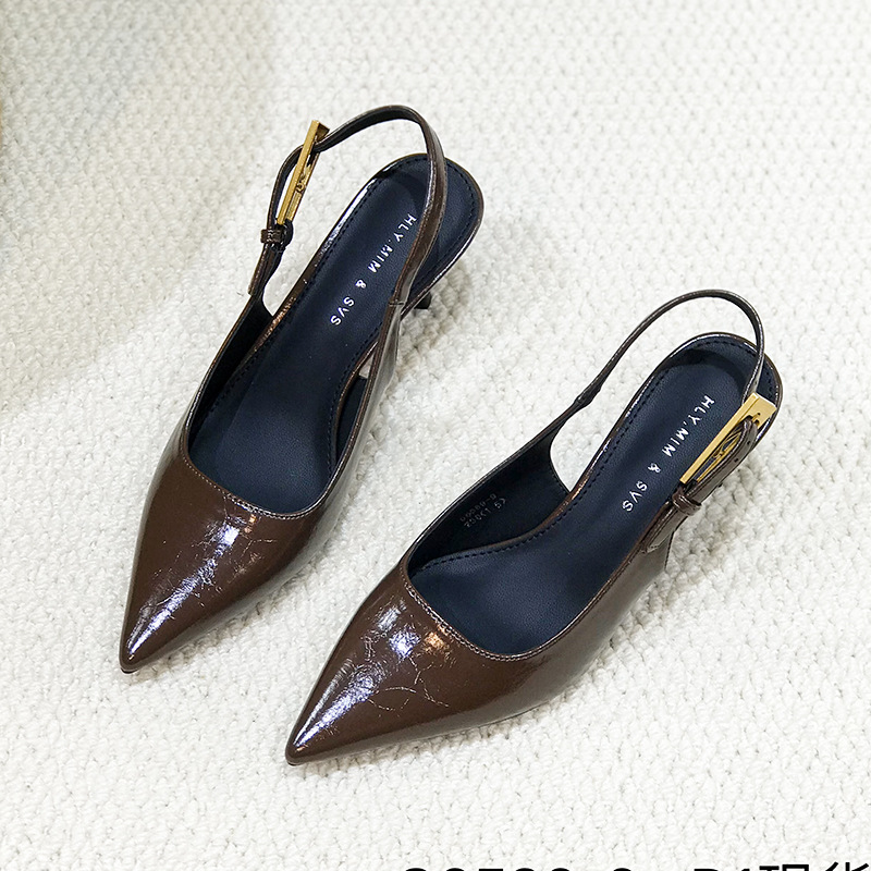 France style pointed sandals low fine-root shoes