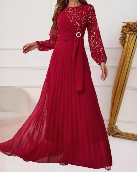 Elegant crimp sexy long sleeve dress for women