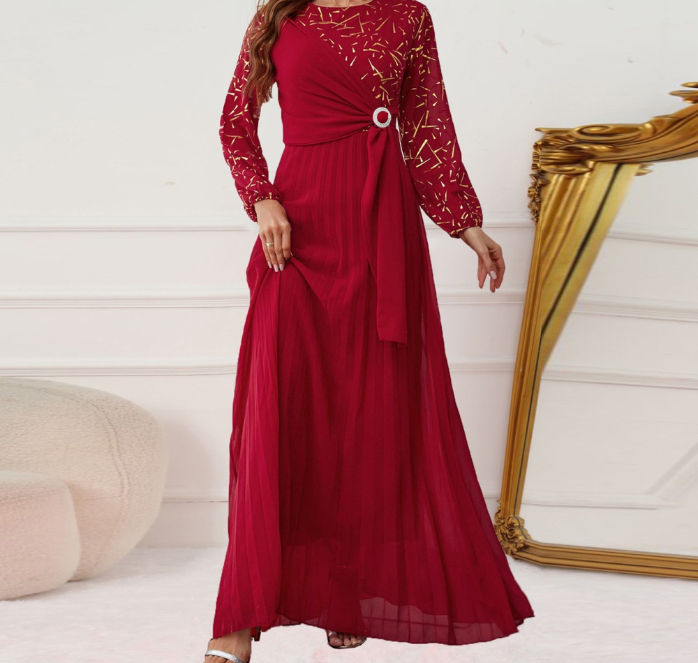 Elegant crimp sexy long sleeve dress for women