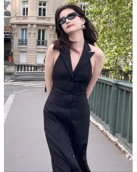 Black summer business suit halter dress