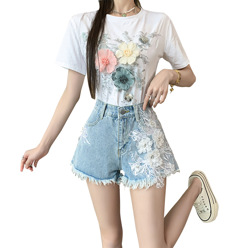 Fashion flowers shorts summer short jeans for women