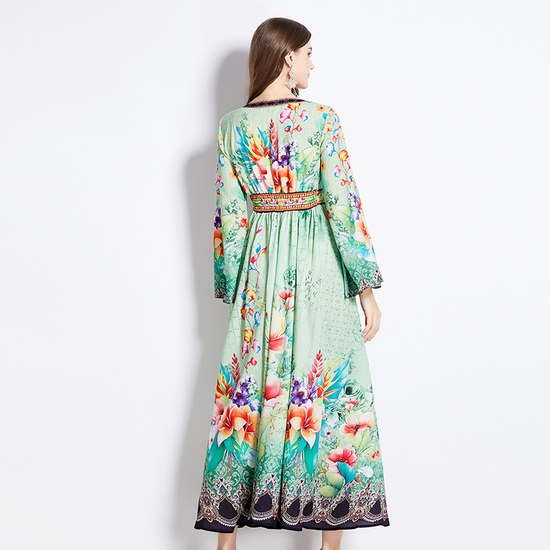 Vacation long sleeve spring printing dress