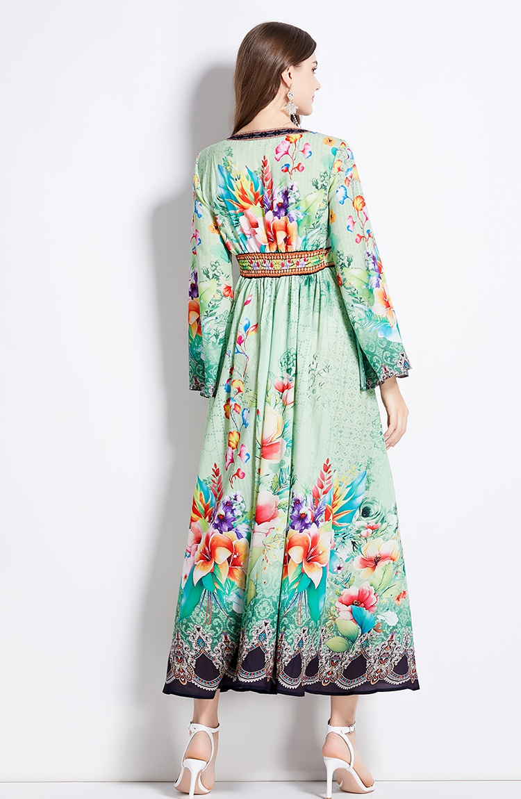 Vacation long sleeve spring printing dress