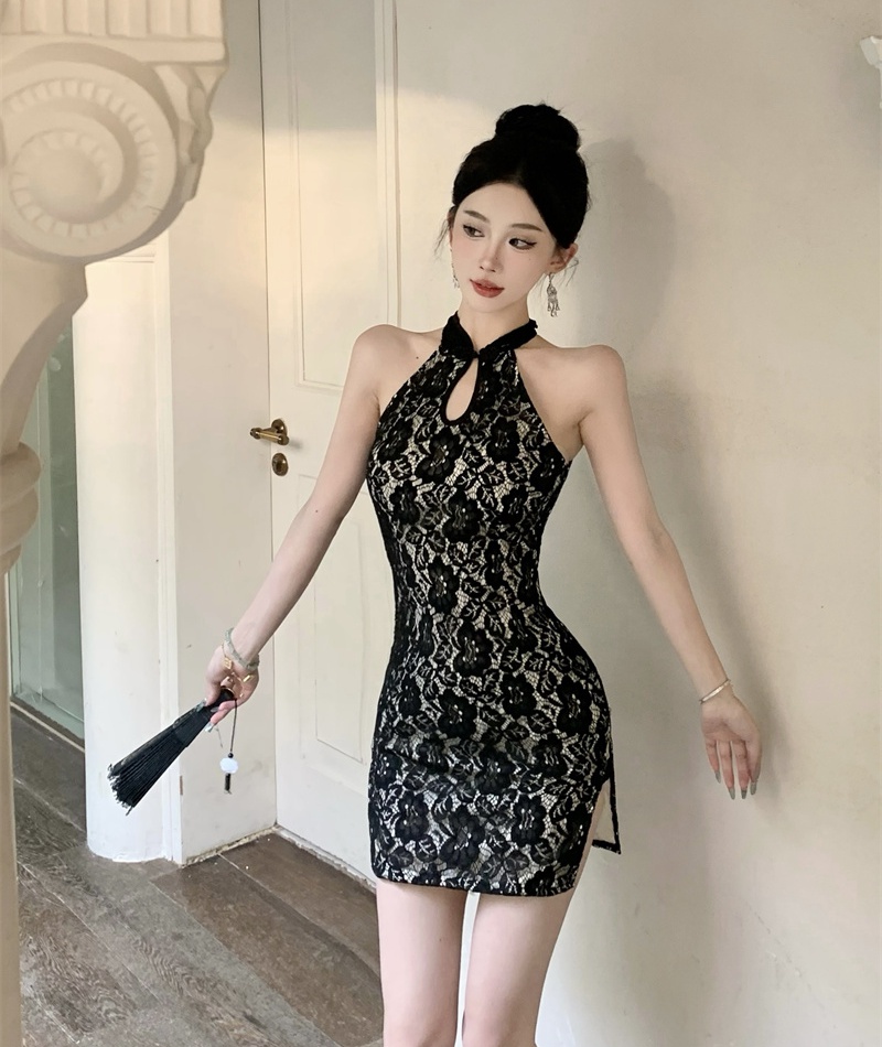 Lace sexy dress slim cheongsam