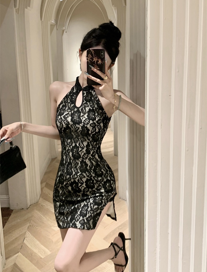 Lace sexy dress slim cheongsam