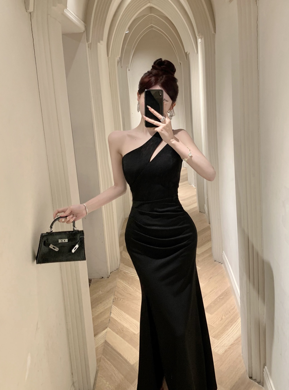 Sloping shoulder sexy long summer sling dress