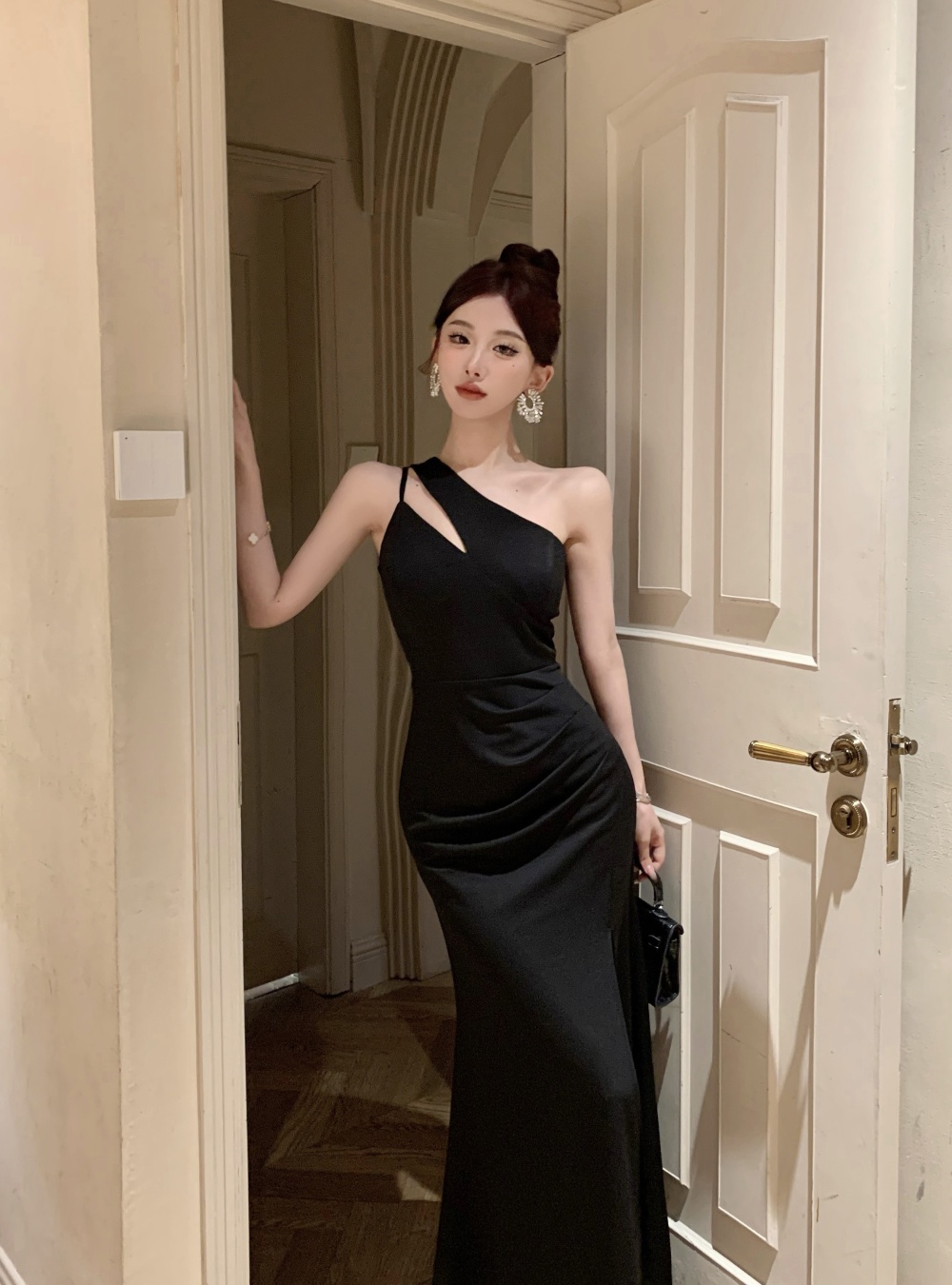 Sloping shoulder sexy long summer sling dress