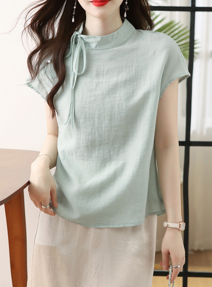 Short sleeve thin shirt Chinese style tops for women