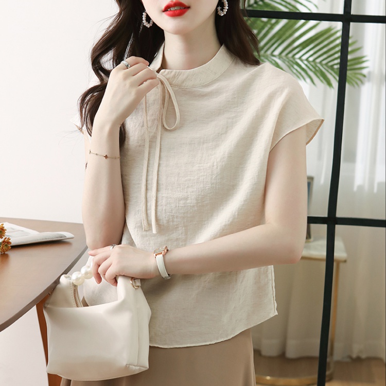 Short sleeve thin shirt Chinese style tops for women