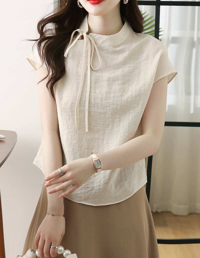 Short sleeve thin shirt Chinese style tops for women