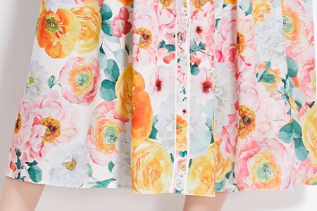 Cstand collar spring and summer flowers printing dress