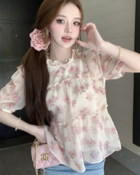 Sweet France style tops folds small shirt