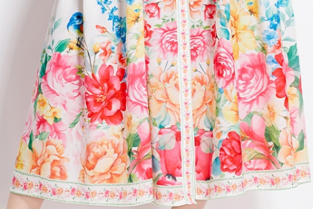 Retro lantern sleeve spring and summer printing dress