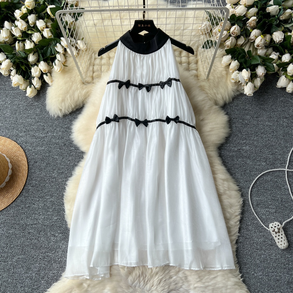 France style sleeveless fold dress for women