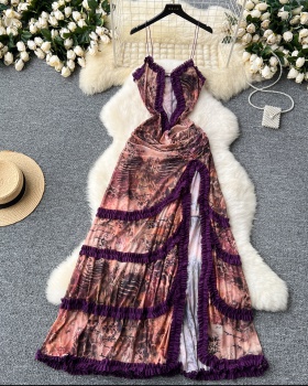 Package hip fold dress sling hollow long dress for women