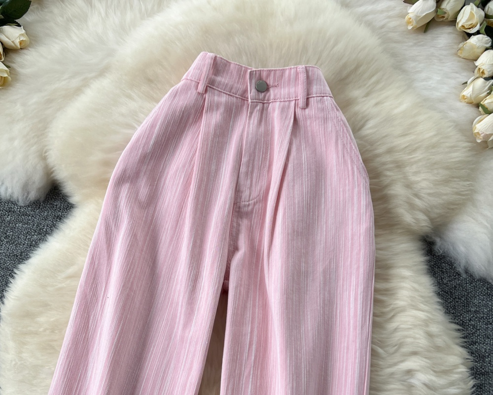 High waist summer jeans drape sweet long pants for women