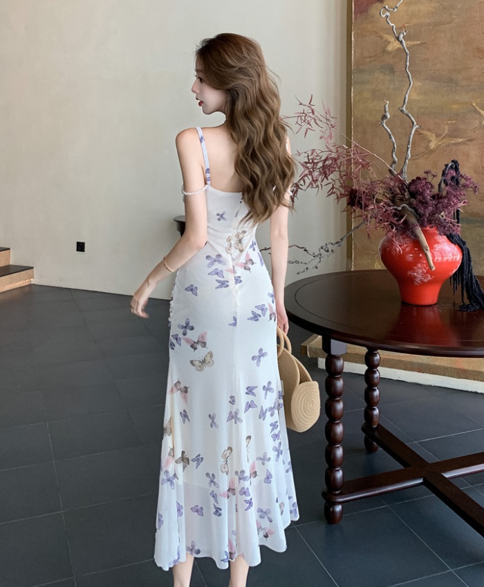 Butterfly mermaid dress halter long skirt for women