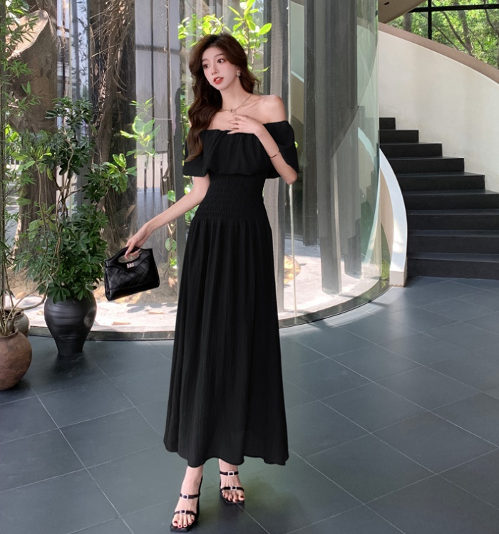 Summer France style dress pinched waist long dress for women