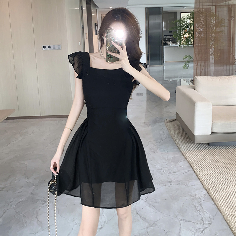 Pinched waist temperament dress bubble T-back for women