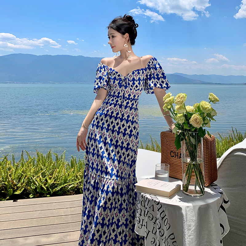 Vacation long printing spring dress