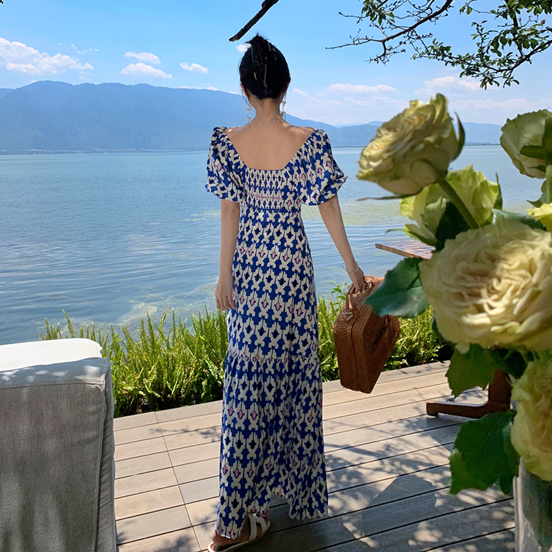 Vacation long printing spring dress