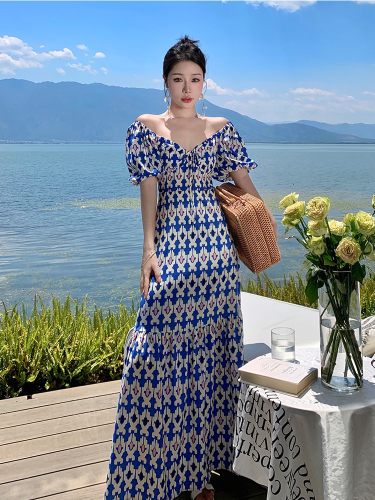 Vacation long printing spring dress