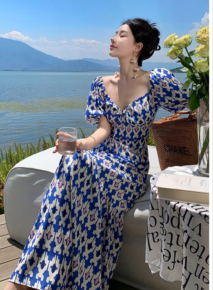 Vacation long printing spring dress