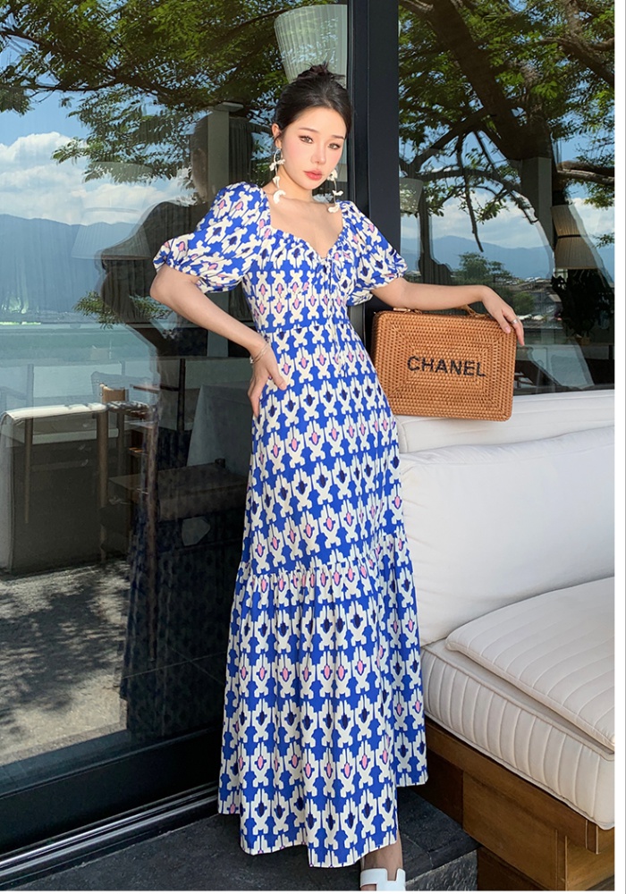 Vacation long printing spring dress