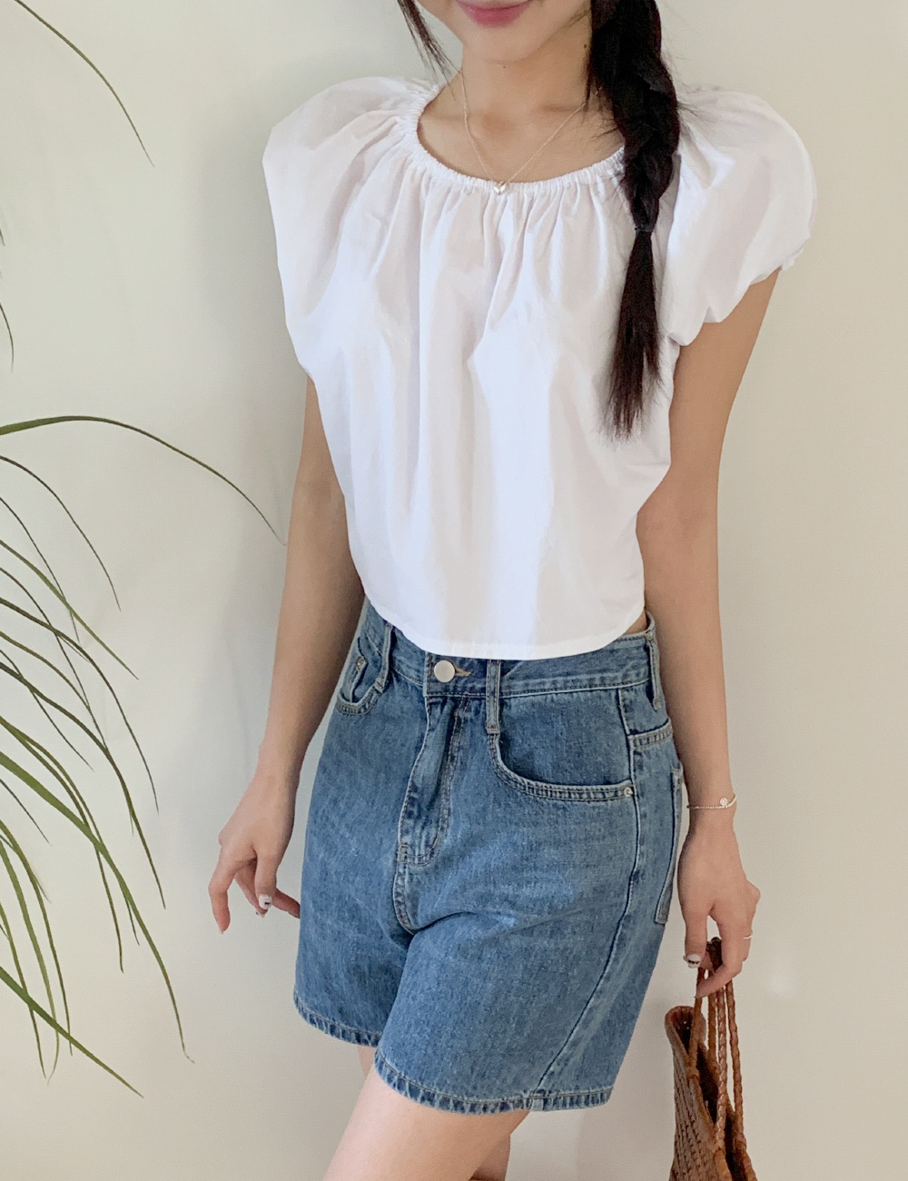 Drawstring Korean style shirt strapless tops