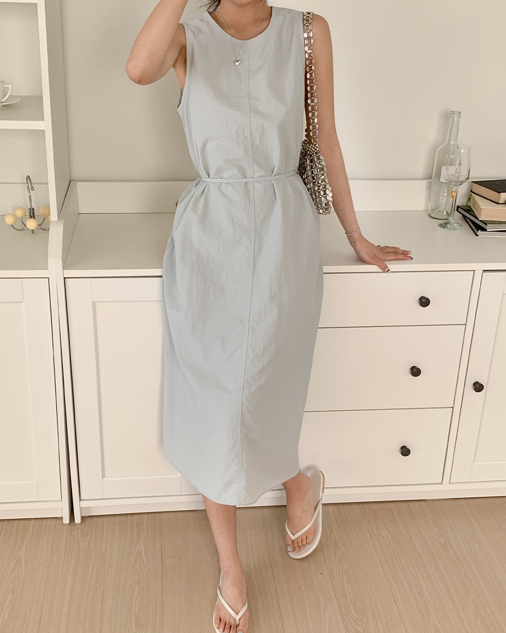 Round neck simple Casual dress Korean style vacation vest