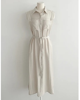 Frenum temperament retro simple lapel dress
