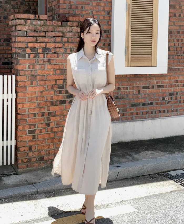 Frenum temperament retro simple lapel dress