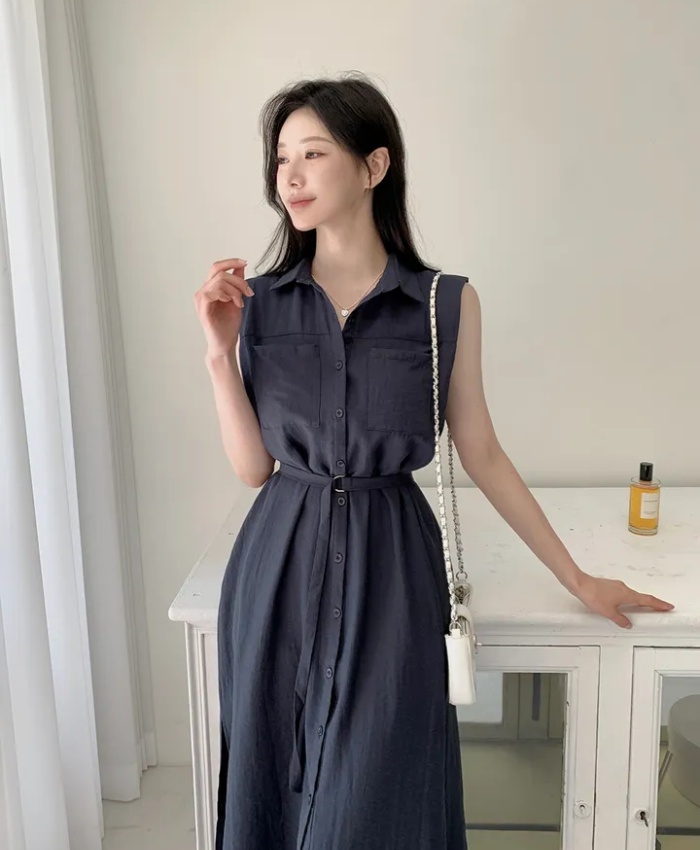 Frenum temperament retro simple lapel dress