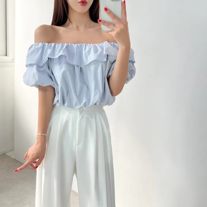 Niche short France style shirt summer puff sleeve tops